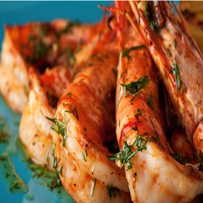 Close up of cooked jumbo shrimp