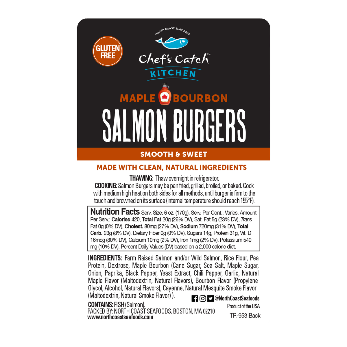 Maple Bourbon Salmon Burgers