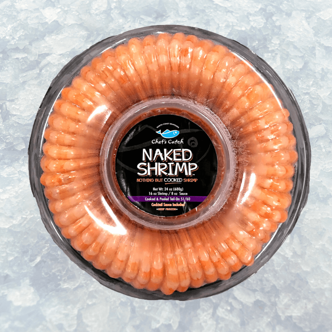 full shrimp ring on a bed of ice