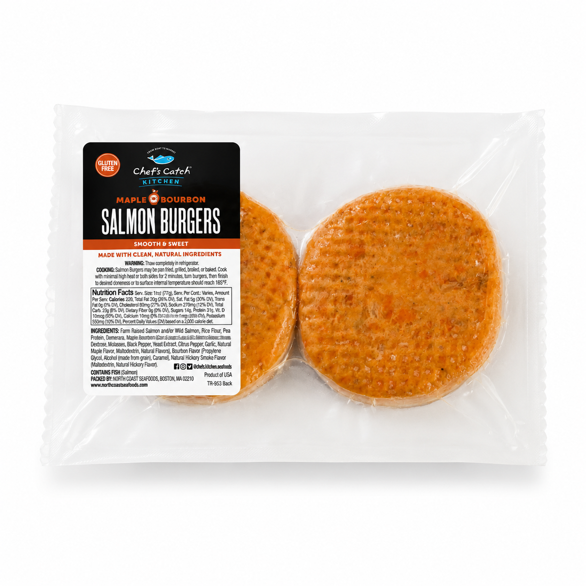 Maple Bourbon Salmon Burgers