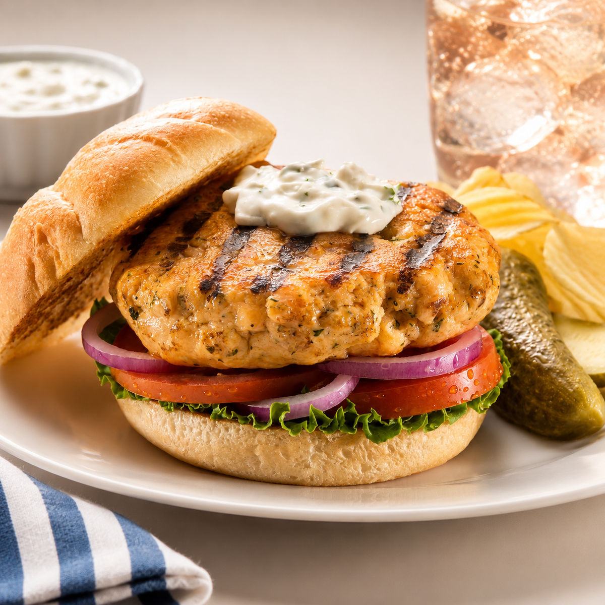 Maple Bourbon Salmon Burgers